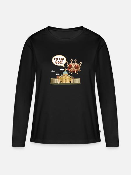 Spaghettimonster Pastafari Vatikan - Frauen Premium Bio Langarmshirt - Schwarz