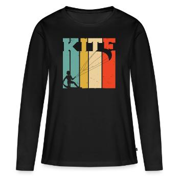 Kite kiting kitesurfing board kiter surfing gift - Women's Premium Organic Long Sleeve Shirt - black - Front - Julia (174cm)