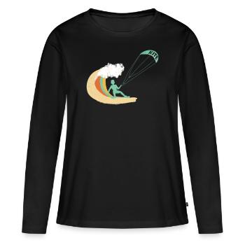 Kite kiting kitesurfing board kiter surfing gift - Women's Premium Organic Long Sleeve Shirt - black - Front - Julia (174cm)