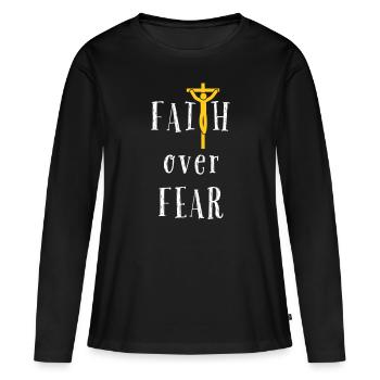 Jésus, Jésus, Jésus chrétien chrétien chrétien chrétien - T-shirt manches longues Premium bio Femme - noir - Devant - Julia (174cm)