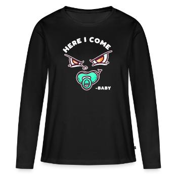 Visage de bébé - T-shirt manches longues Premium bio Femme - noir - Devant - Julia (174cm)