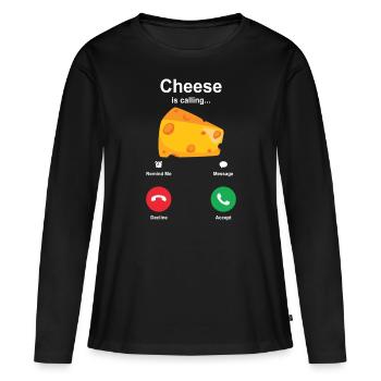 fromage - T-shirt manches longues Premium bio Femme - noir - Devant - Julia (174cm)