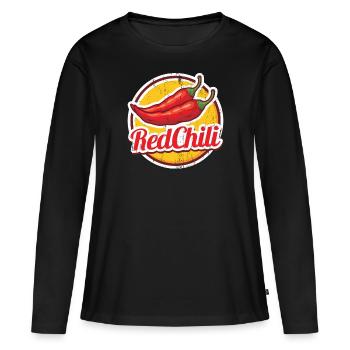 Chili Pfeffer - Frauen Premium Bio Langarmshirt - Schwarz - Vorne - Julia (174cm)
