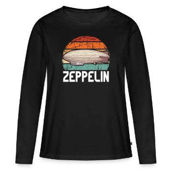 Starre Zeppelin-Flugzeuge Geschenkidee - Frauen Premium Bio Langarmshirt - Schwarz - Vorne - Julia (174cm)