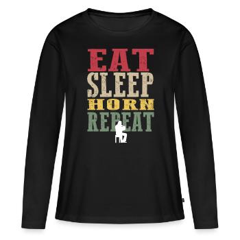 T-shirt rétro en corne - T-shirt manches longues Premium bio Femme - noir - Devant - Julia (174cm)