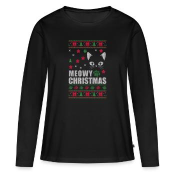 Chat de Noël laid Avent de Noël - T-shirt manches longues Premium bio Femme - noir - Devant - Julia (174cm)