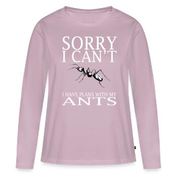 T-shirt drôle de fourmis - T-shirt manches longues Premium bio Femme - rose poudré - Devant - Julia (174cm)
