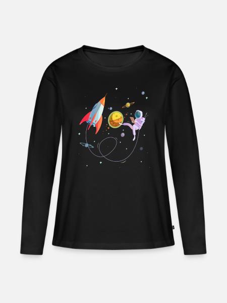 Rakete Weltraum Astronaut Raumfahrt - Frauen Premium Bio Langarmshirt - Schwarz