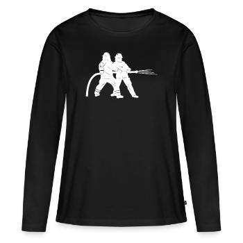 Pompier pompiers secours pompiers - T-shirt manches longues Premium bio Femme - noir - Devant - Julia (174cm)