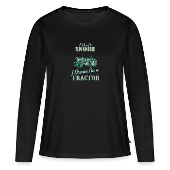 Bulldog, I dream im a tractor, Traktor, Trecker - Women's Premium Organic Long Sleeve Shirt - black - Front - Julia (174cm)