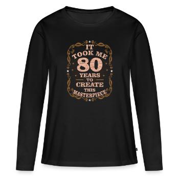 80th birthday - Women's Premium Organic Long Sleeve Shirt - black - Front - Julia (174cm)