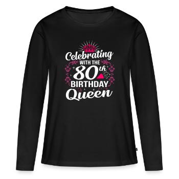 80th birthday - Women's Premium Organic Long Sleeve Shirt - black - Front - Julia (174cm)