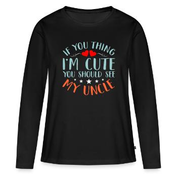 oncle - T-shirt manches longues Premium bio Femme - noir - Devant - Julia (174cm)