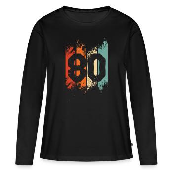 80th birthday - Women's Premium Organic Long Sleeve Shirt - black - Front - Julia (174cm)