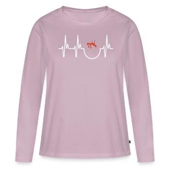 Saut en hauteur - T-shirt manches longues Premium bio Femme - rose poudré - Devant - Julia (174cm)