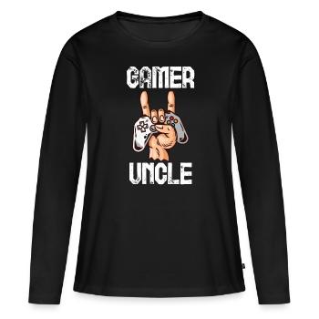 oncle - T-shirt manches longues Premium bio Femme - noir - Devant - Julia (174cm)