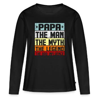 Papa papa - T-shirt manches longues Premium bio Femme - noir - Devant - Julia (174cm)