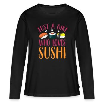 Sushi - T-shirt manches longues Premium bio Femme - noir - Devant - Julia (174cm)