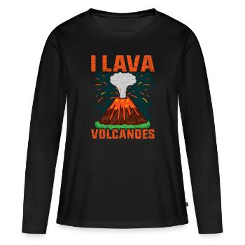 Vulkan - Frauen Premium Bio Langarmshirt - Schwarz - Vorne - Julia (174cm)