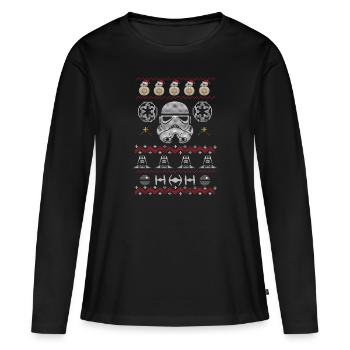 Menace fantôme de chandail de Noël laid - T-shirt manches longues Premium bio Femme - noir - Devant - Julia (174cm)