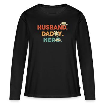 Papa papa - T-shirt manches longues Premium bio Femme - noir - Devant - Julia (174cm)