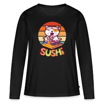 Sushi - T-shirt manches longues Premium bio Femme - noir - Devant - Julia (174cm)