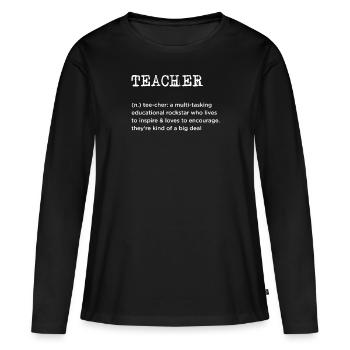 prof - T-shirt manches longues Premium bio Femme - noir - Devant - Julia (174cm)