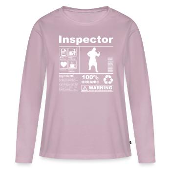Description du produit Inspector - T-shirt manches longues Premium bio Femme - rose poudré - Devant - Julia (174cm)