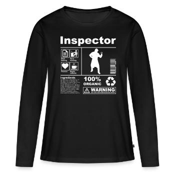 Description du produit Inspector - T-shirt manches longues Premium bio Femme - noir - Devant - Julia (174cm)