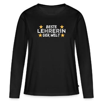 Beste Lehrerin der Welt - Frauen Premium Bio Langarmshirt - Schwarz - Vorne - Julia (174cm)