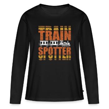 train - T-shirt manches longues Premium bio Femme - noir - Devant - Julia (174cm)