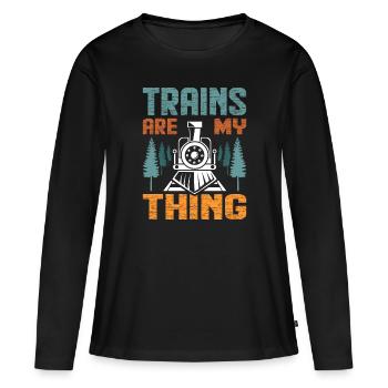 train - T-shirt manches longues Premium bio Femme - noir - Devant - Julia (174cm)