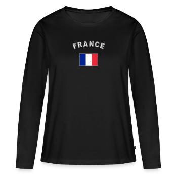 France drapeau français Drapeau - T-shirt manches longues Premium bio Femme - noir - Devant - Julia (174cm)