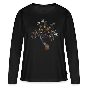 Cadeau ésotérique de l'arbre de vie - T-shirt manches longues Premium bio Femme - noir - Devant - Julia (174cm)