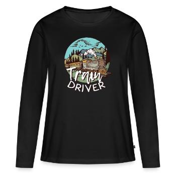 train - T-shirt manches longues Premium bio Femme - noir - Devant - Julia (174cm)