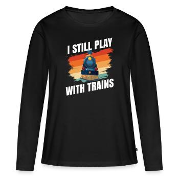 train - T-shirt manches longues Premium bio Femme - noir - Devant - Julia (174cm)
