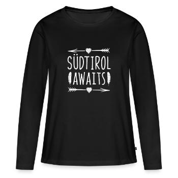 Südtirol wartet Winterurlaub Skispringer - Frauen Premium Bio Langarmshirt - Schwarz - Vorne - Julia (174cm)