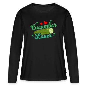 concombre - T-shirt manches longues Premium bio Femme - noir - Devant - Julia (174cm)