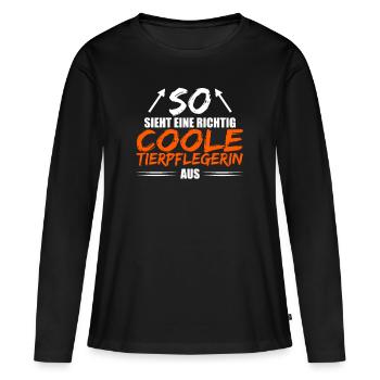 Coole Tierpflegerin - Frauen Premium Bio Langarmshirt - Schwarz - Vorne - Julia (174cm)