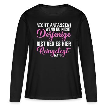 Schwanger Schwangerschaft Babybauch - Frauen Premium Bio Langarmshirt - Schwarz - Vorne - Julia (174cm)