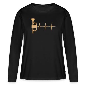 Concert de musicien trompette - T-shirt manches longues Premium bio Femme - noir - Devant - Julia (174cm)