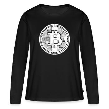 Bitcoin - T-shirt manches longues Premium bio Femme - noir - Devant - Julia (174cm)