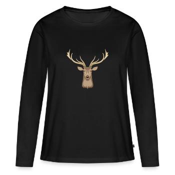 Cerf Bois Bois Chasseurs de cerfs - T-shirt manches longues Premium bio Femme - noir - Devant - Julia (174cm)