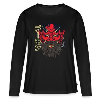Teufel mit Bart - Frauen Premium Bio Langarmshirt - Schwarz - Vorne - Julia (174cm)