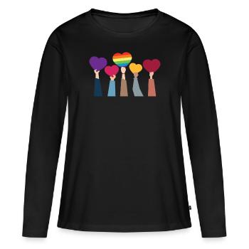 LGBT - Frauen Premium Bio Langarmshirt - Schwarz - Vorne - Julia (174cm)