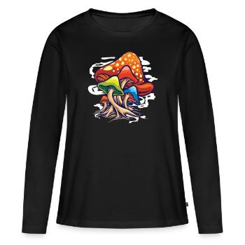 Pilz - Frauen Premium Bio Langarmshirt - Schwarz - Vorne - Julia (174cm)