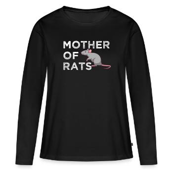 Ratte mother of rats - Frauen Premium Bio Langarmshirt - Schwarz - Vorne - Julia (174cm)