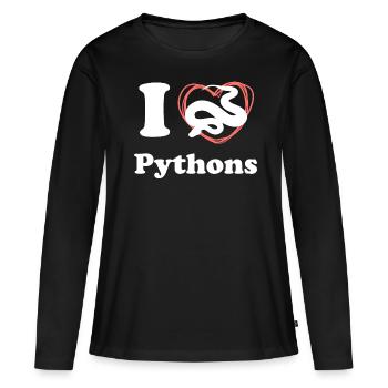 J'aime les pythons - T-shirt manches longues Premium bio Femme - noir - Devant - Julia (174cm)
