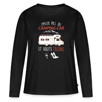 Camping-car, hauts talons - T-shirt manches longues Premium bio Femme - noir - Devant - Julia (174cm)