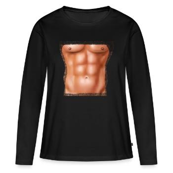 Sixpack Muscle Belly Washboard Abs Adonis - T-shirt manches longues Premium bio Femme - noir - Devant - Julia (174cm)